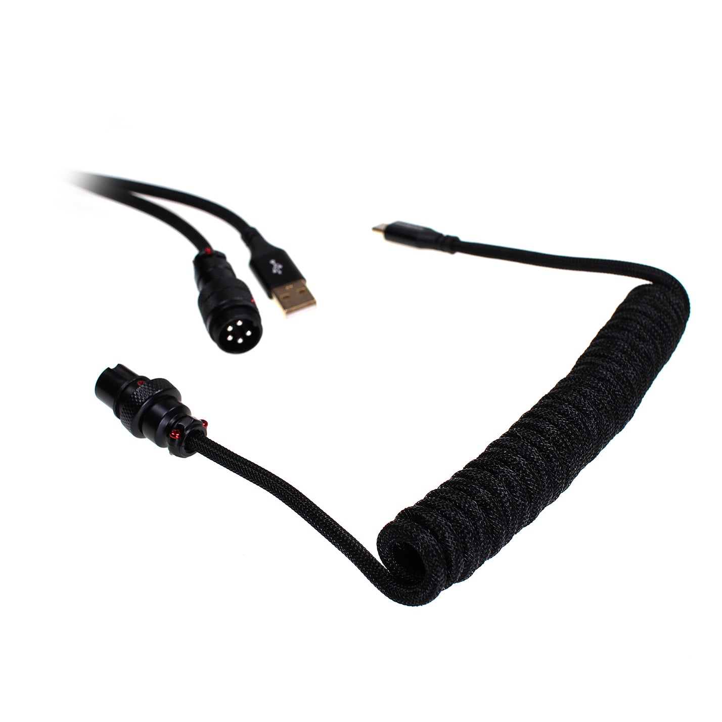 Wookong Aviator Coiled USB Cables for Keyboards - (Black)