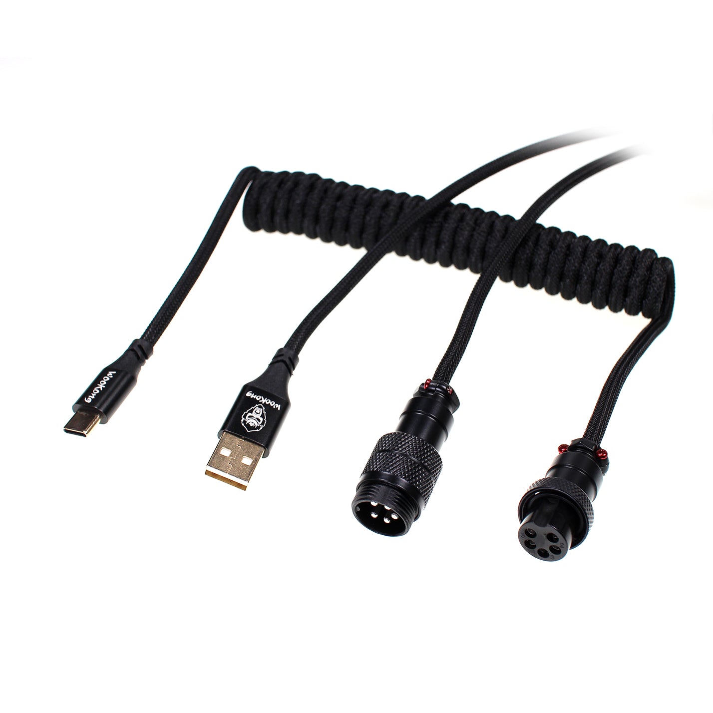 Wookong Aviator Coiled USB Cables for Keyboards - (Black)