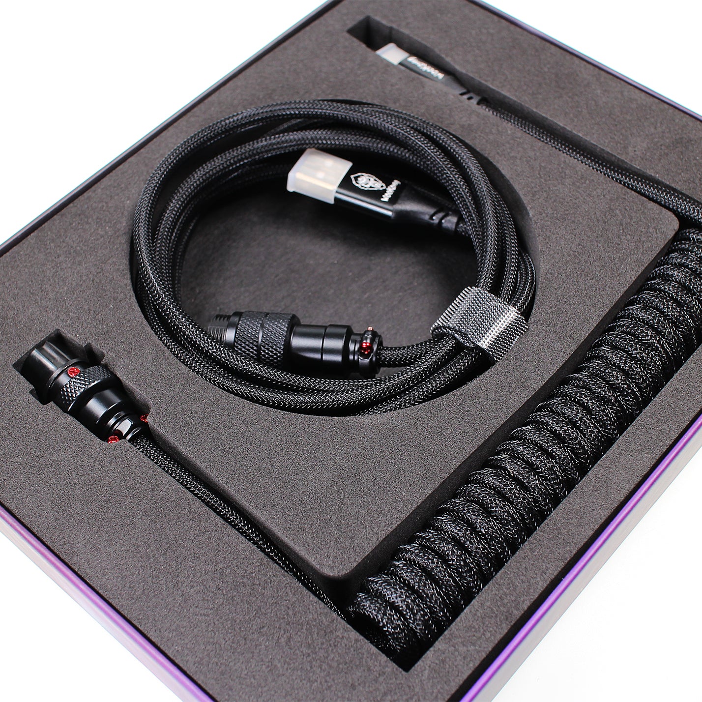 Wookong Aviator Coiled USB Cables for Keyboards - (Black)