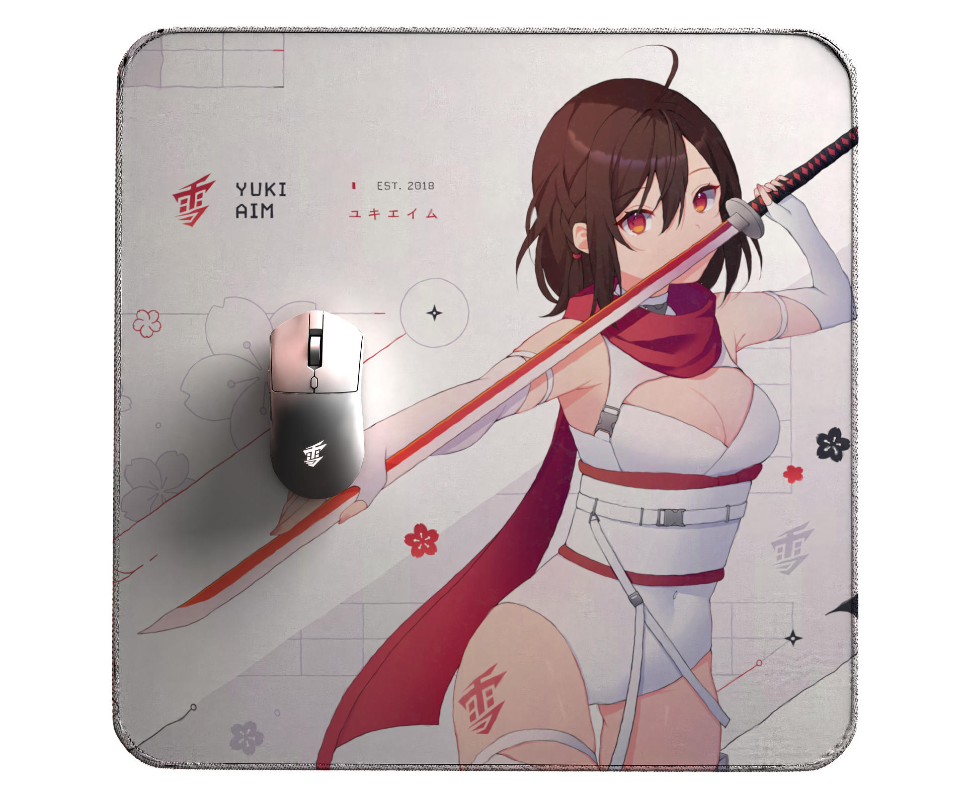 Yuki Aim - 2023 Drop 1 - Katana LARGE Mousepad Limited (White)