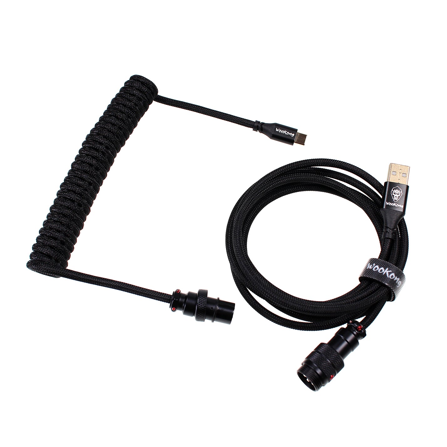 Wookong Aviator Coiled USB Cables for Keyboards - (Black)